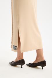 justmıne rustik vegan deri tokalı sivri burun topuklu ayakkabı kahve 5