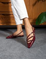 mari ithal vegan rugan deri üçlü çapraz toka bordo