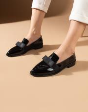 larlo birinci sınıf rugan deri kurdele fiyonk detaylı siyah