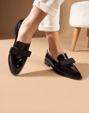 larlo birinci sınıf rugan deri kurdele fiyonk detaylı siyah 2