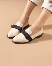 larlo birinci sınıf rugan deri kurdele fiyonk detaylı bej