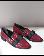 larlo birinci sınıf rugan deri kurdele fiyonk detaylı bordo