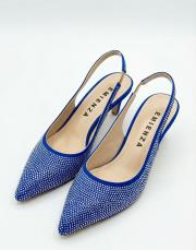 fantazi pino topuk taşlı textil kumaş mavi 2