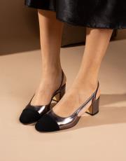 flover kırışık rugan topuklu dekolte ayakkabı platin