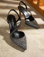 loli mat saten taşlı dekolte abiye ayakkabı sivri kalıptır siyah 2