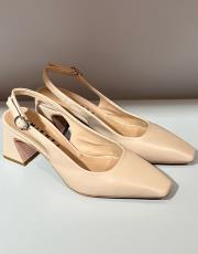 joly ithal birinci sınıf vegan deri kare topuk küt kalıp nude